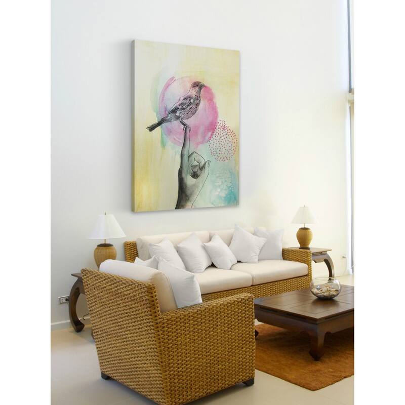 Marmont Hill - 'Bird Rest' by Christine Lindstrom Painting Print on Wrapped Canvas - Multi-Color