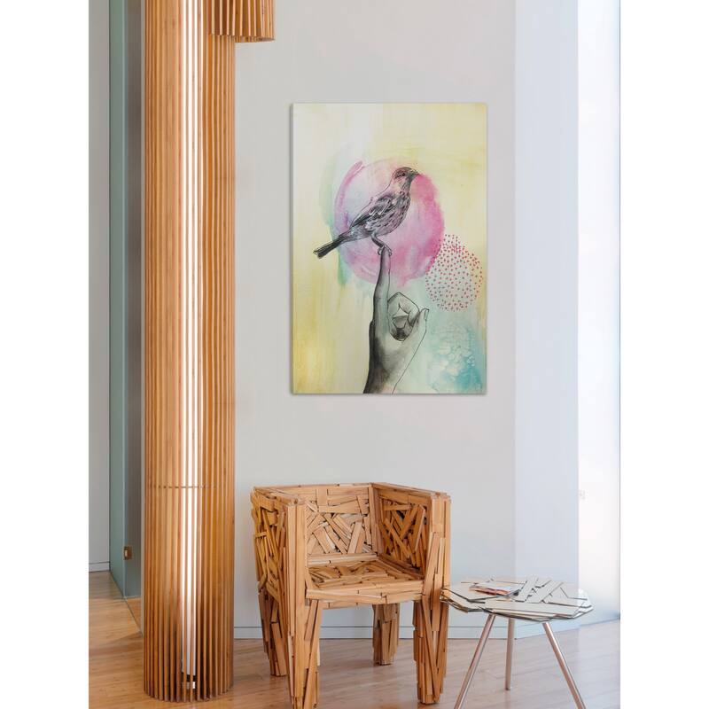 Marmont Hill - 'Bird Rest' by Christine Lindstrom Painting Print on Wrapped Canvas - Multi-Color