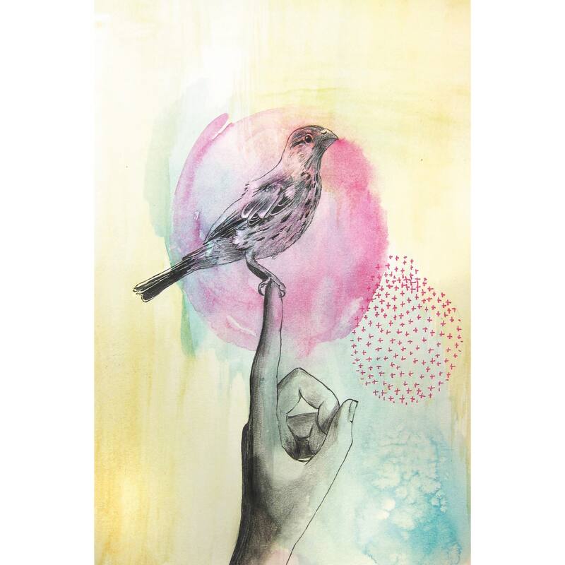 Marmont Hill - 'Bird Rest' by Christine Lindstrom Painting Print on Wrapped Canvas - Multi-Color