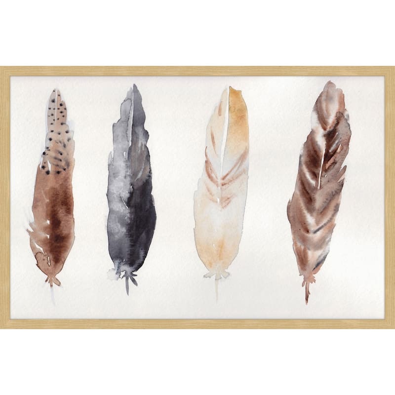 Marmont Hill - 'Feathers' by Christine Lindstrom Framed Painting Print - Multi-Color