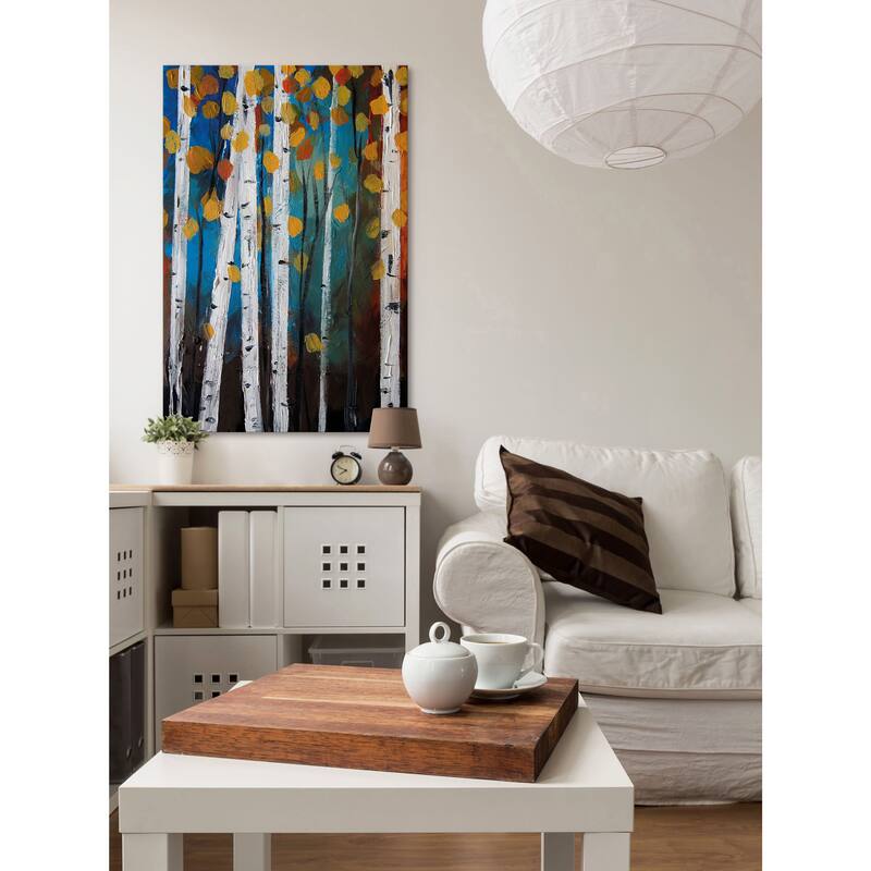 Marmont Hill - 'Autumn Trees' by Christine Lindstrom Painting Print on Wrapped Canvas - Multi-Color