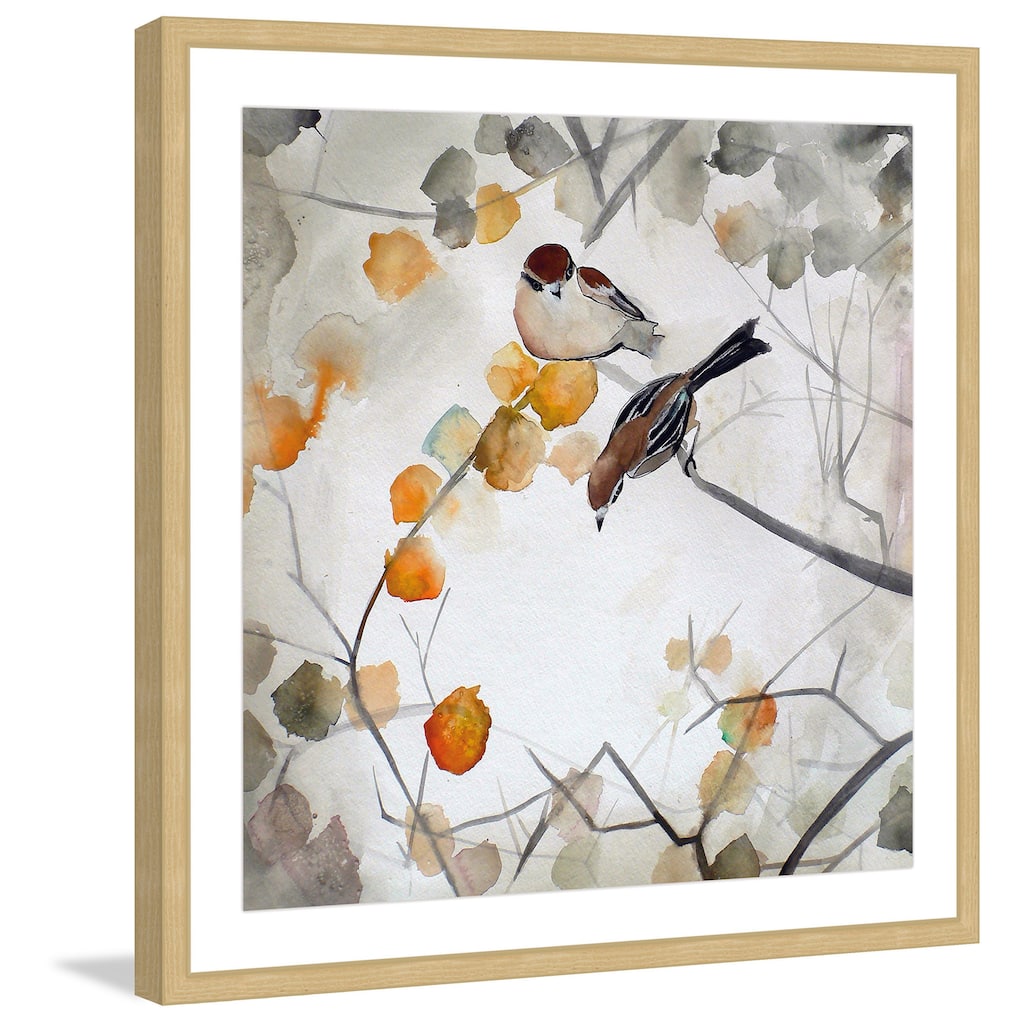 Marmont Hill - 'Fall Birds' by Christine Lindstrom Framed Painting Print - Multi-Color