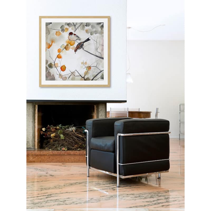 Marmont Hill - 'Fall Birds' by Christine Lindstrom Framed Painting Print - Multi-Color