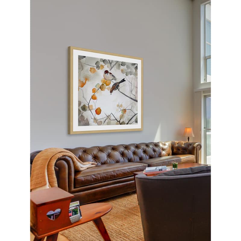 Marmont Hill - 'Fall Birds' by Christine Lindstrom Framed Painting Print - Multi-Color