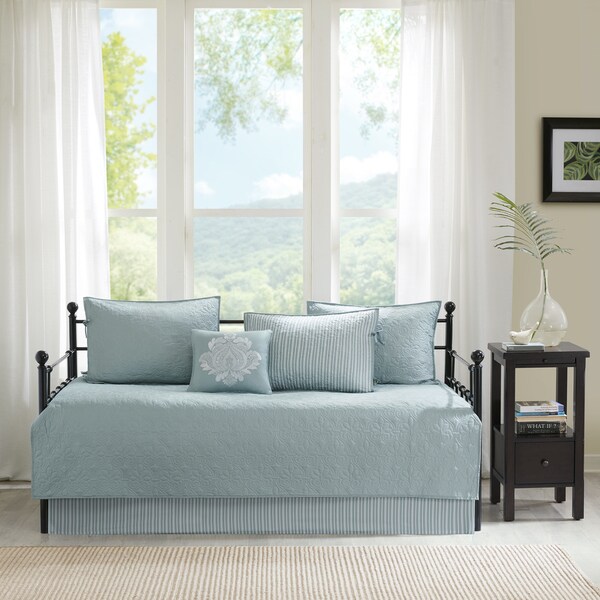 Madison Park Mansfield Seafoam Printed 6 Piece Day Bed Cover Set
