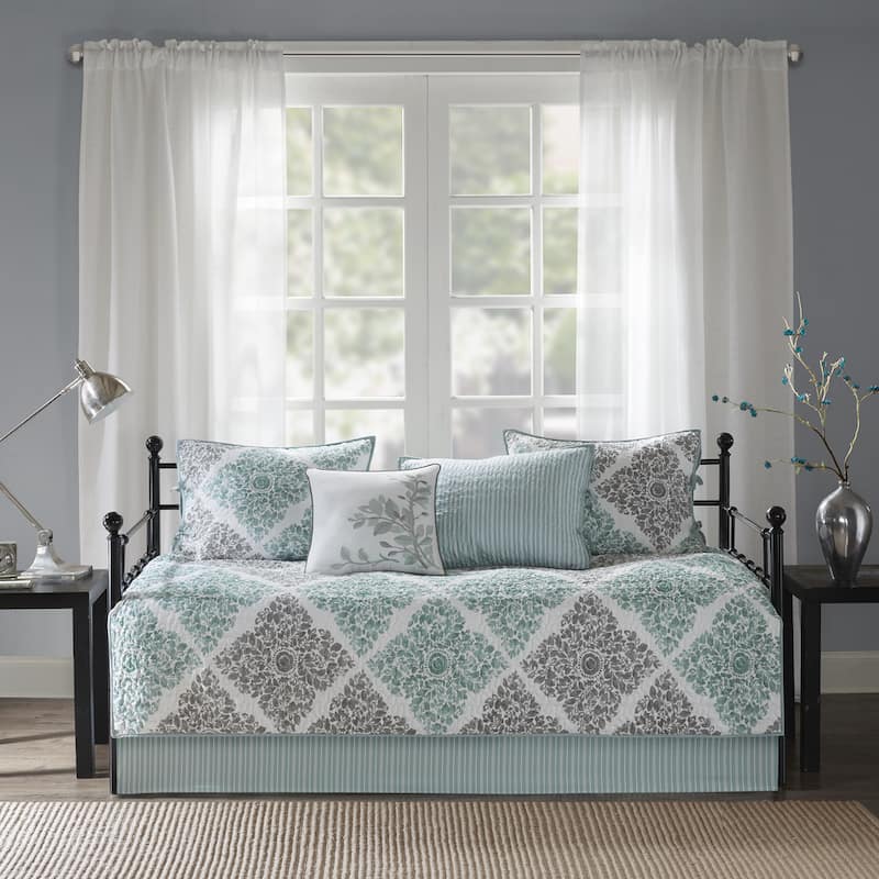 Madison Park Montecito Aqua Printed 6-piece Day Bed Cover Set