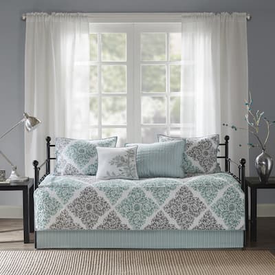 Madison Park Montecito Aqua Printed 6-piece Day Bed Cover Set