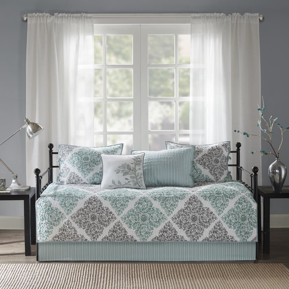 Madison Park Montecito Aqua Printed 6-piece Day Bed Cover Set