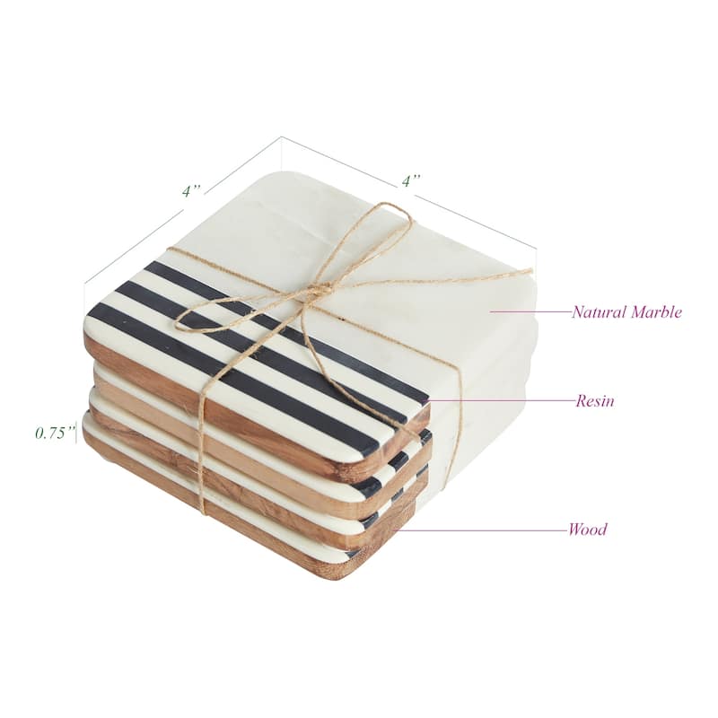 White and Black Brooklyn Coaster (Set of 4)