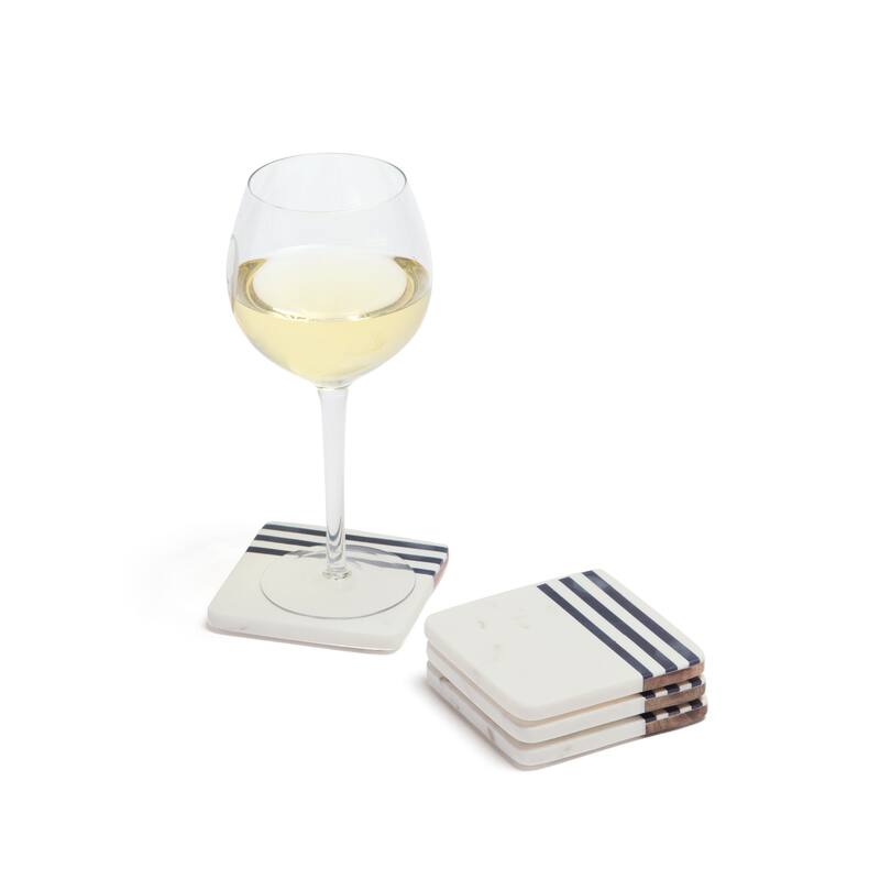 White and Black Brooklyn Coaster (Set of 4)