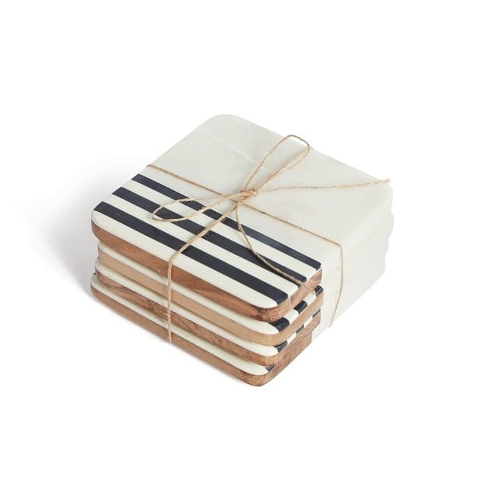 White and Black Brooklyn Coaster (Set of 4)