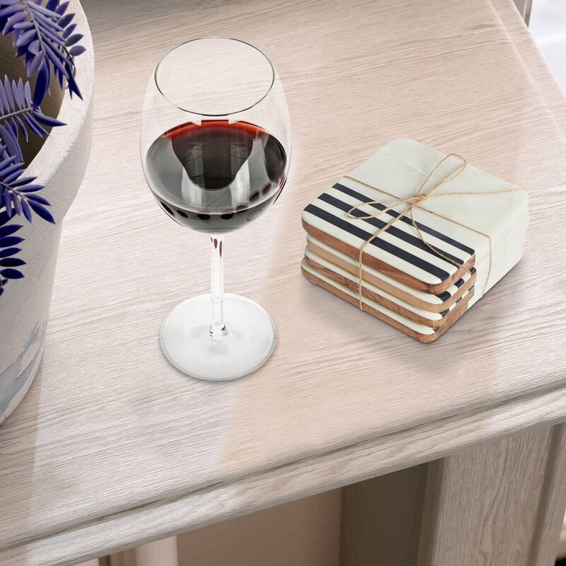 White and Black Brooklyn Coaster (Set of 4)