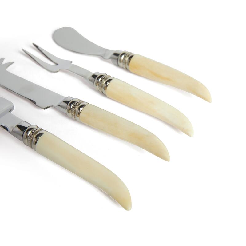 Polished Nickel 4-piece Bone Handle Cheese Knives Set