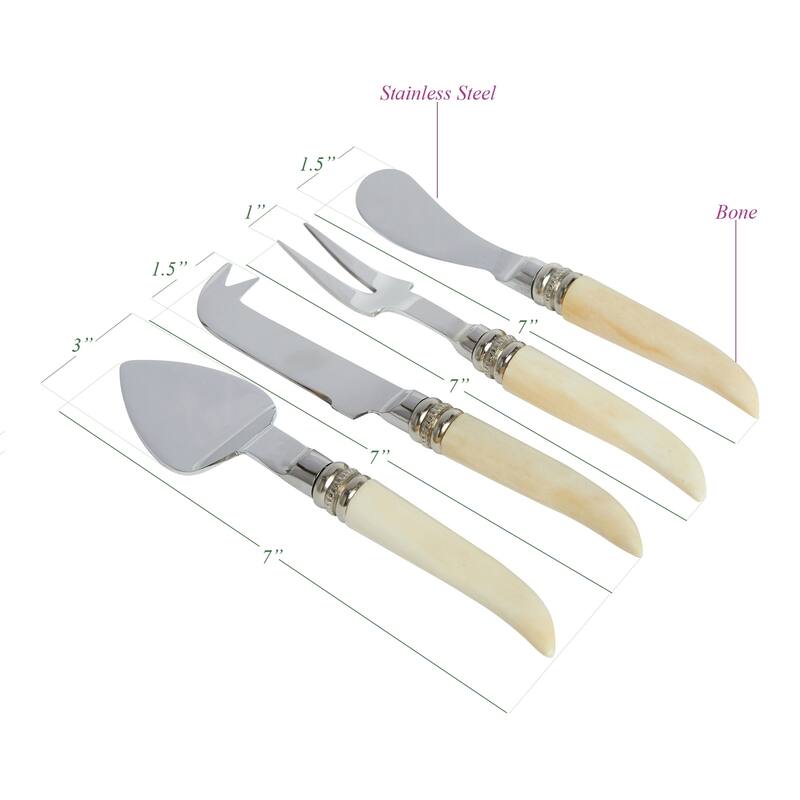 Polished Nickel 4-piece Bone Handle Cheese Knives Set