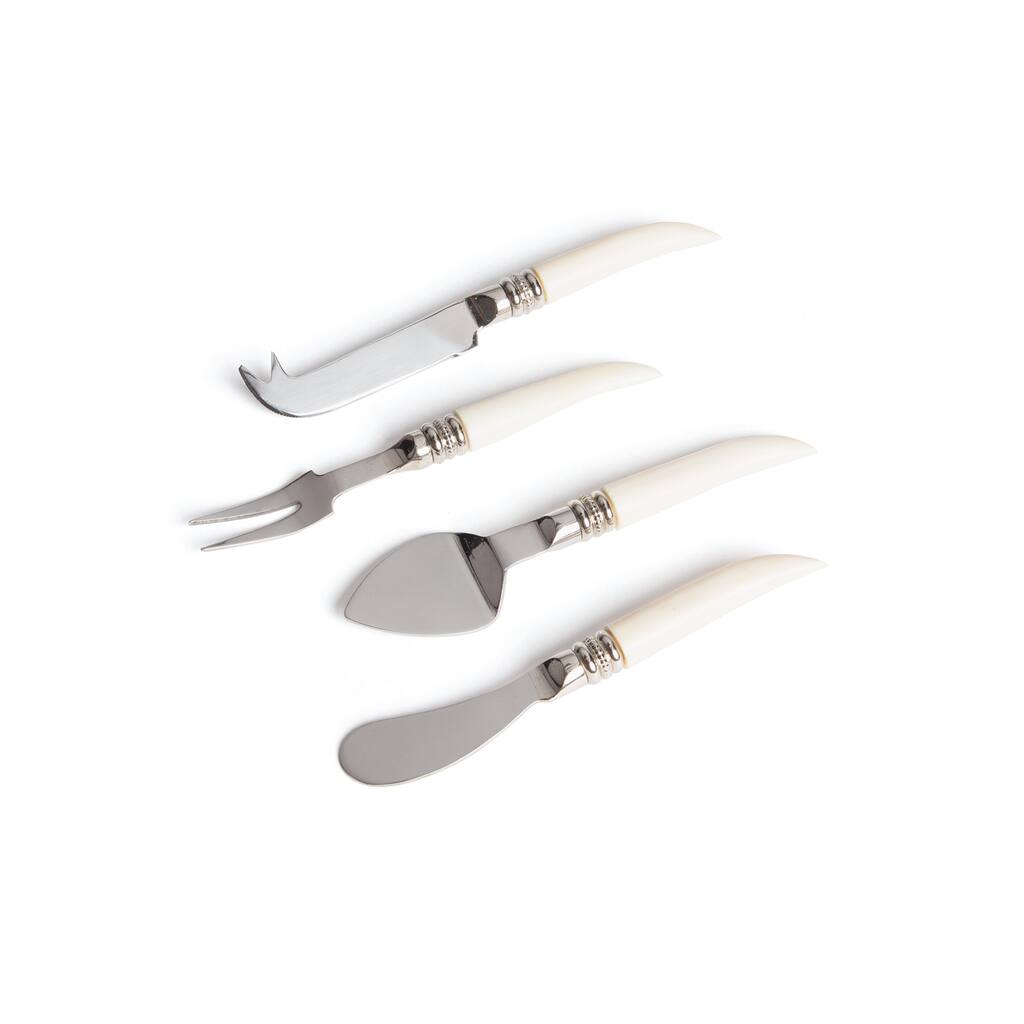Polished Nickel 4-piece Bone Handle Cheese Knives Set
