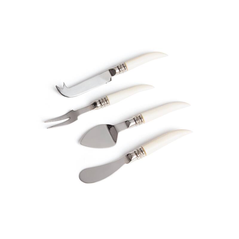 Polished Nickel 4-piece Bone Handle Cheese Knives Set