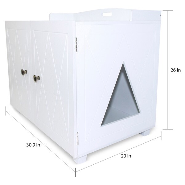 White Pet Supplies Extra Large Cat Litter Box Enclosure Kitty