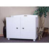 FurHaven White Bench Hidden Kitty Litter Box Enclosure