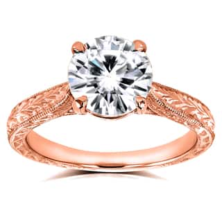 Vintage Engagement Rings For Less Annello By Kobelli 14k Rose Gold 1 2ct Tgw Moissanite Fg And