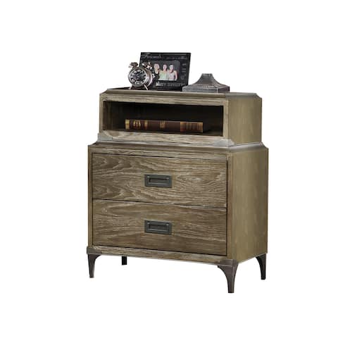 Acme Furniture Athouman Weathered Oak Veneer and Pine Wood 2-drawer Nightstand with Charging Dock
