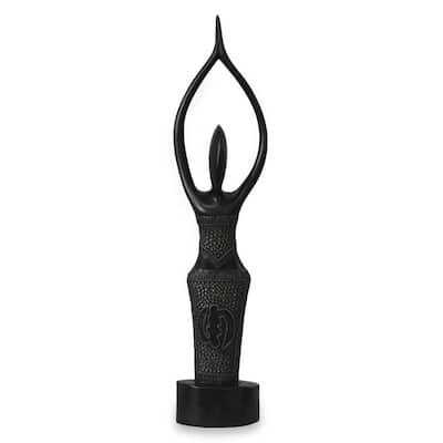 Handmade She Loves Life Sese Wood Sculpture (Ghana)