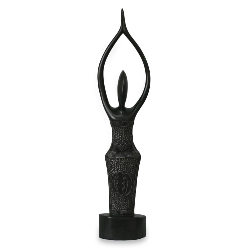 Handmade She Loves Life Sese Wood Sculpture (Ghana)