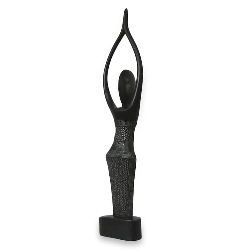 Handmade She Loves Life Sese Wood Sculpture (Ghana)
