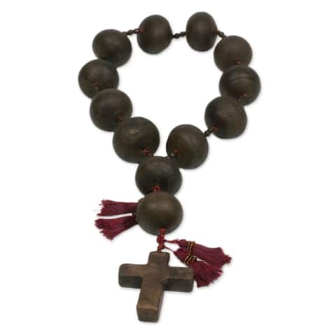 Handmade Ceramic 'Achi Cross' Wall Rosary (Guatemala)