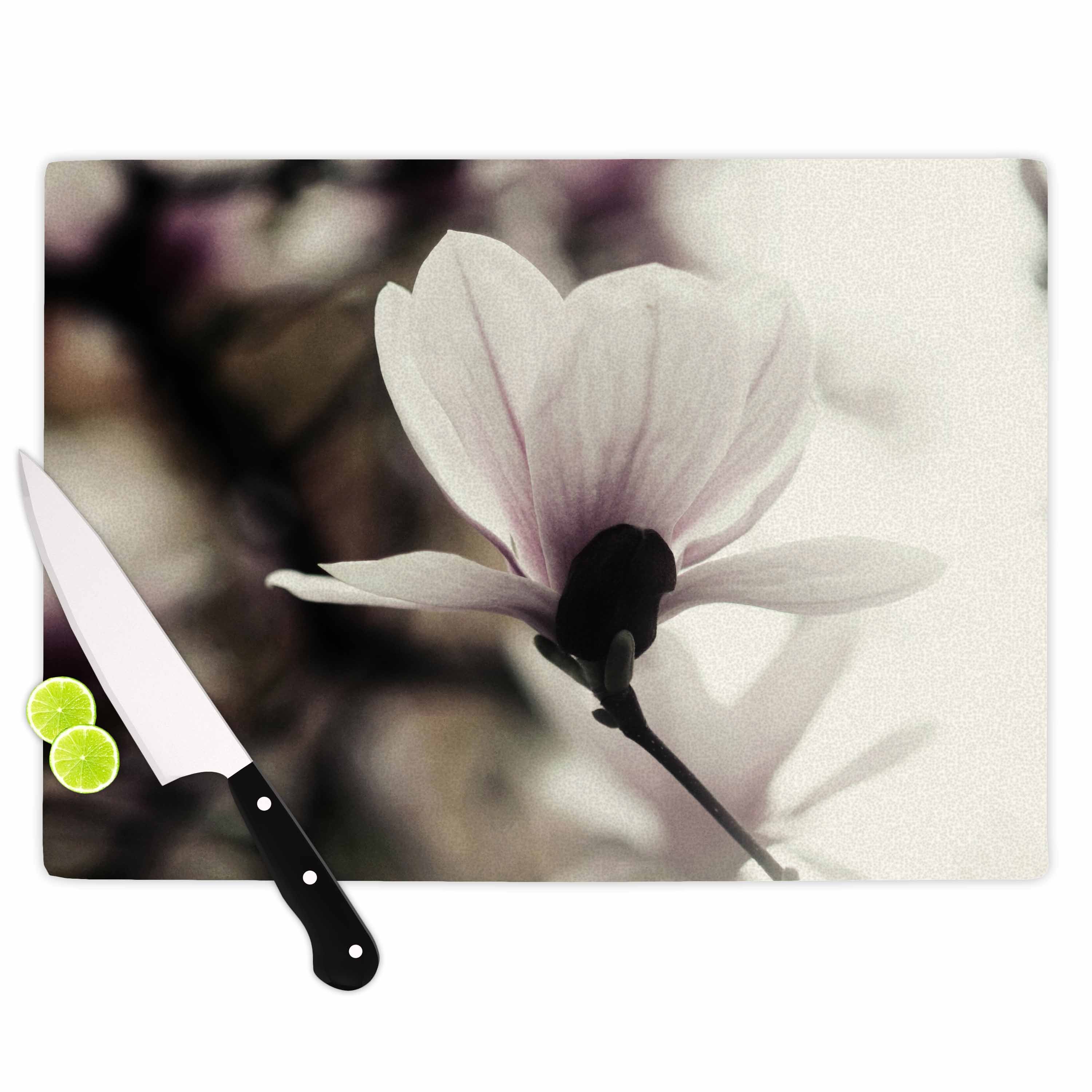 KESS InHouse Chelsea VictoriaVanilla Magnolia Yellow Floral Cutting Board 11.5 x 15.75 Multicolor