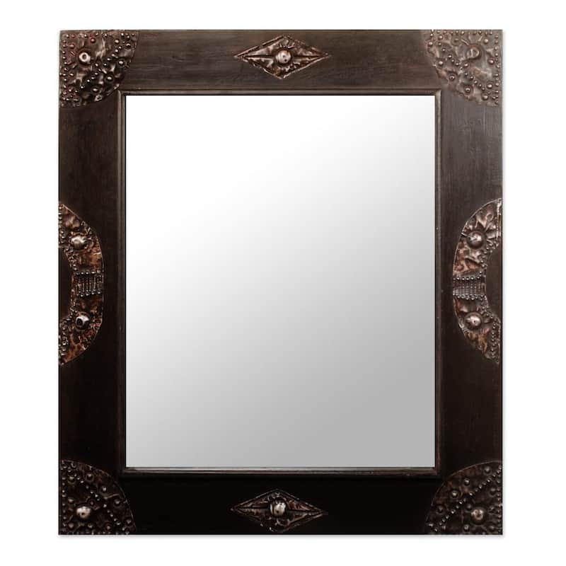Handcrafted Sese Wood 'In Perfect Shape' Wall Mirror (Ghana) - Black