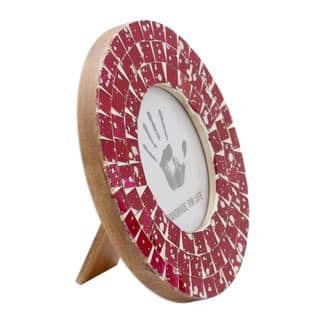 Handmade Red Ruby Glass Mosaic 4x4 Photo Frame (India)