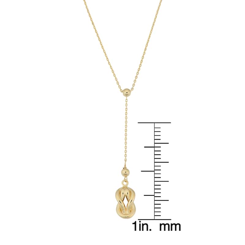 Fremada Italian 10k Yellow Gold Love Knot Drop Necklace (18 inches)