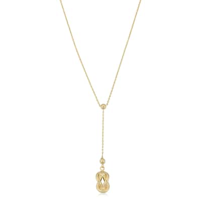 Fremada Italian 10k Yellow Gold Love Knot Drop Necklace (18 inches)