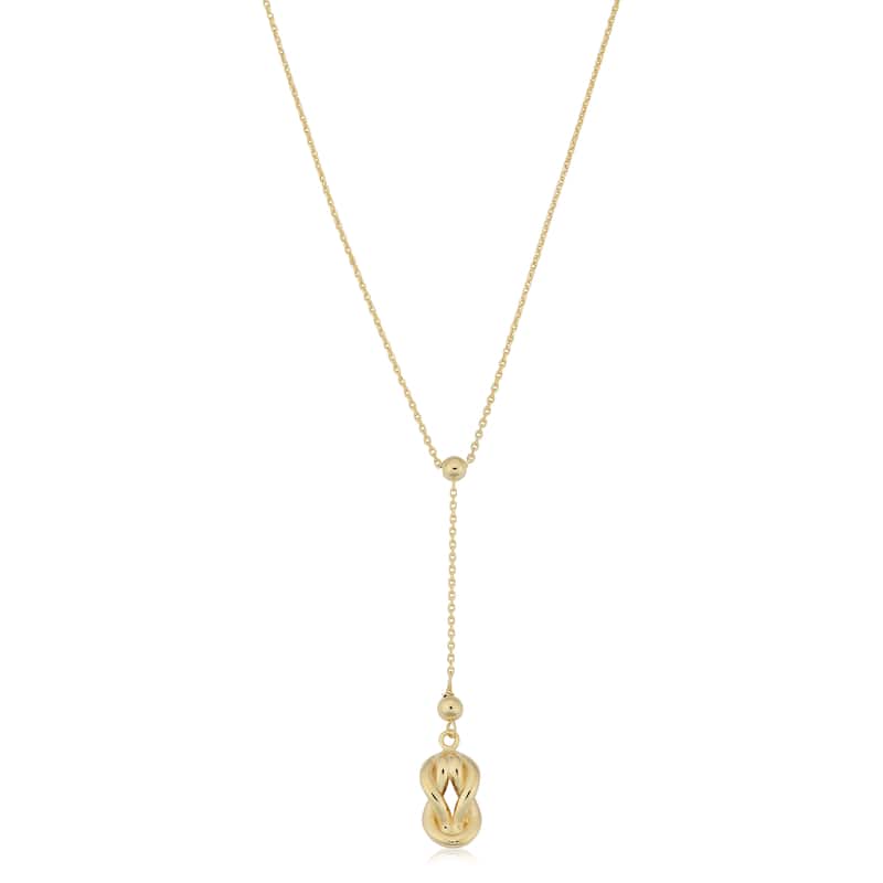 Fremada Italian 10k Yellow Gold Love Knot Drop Necklace (18 inches)