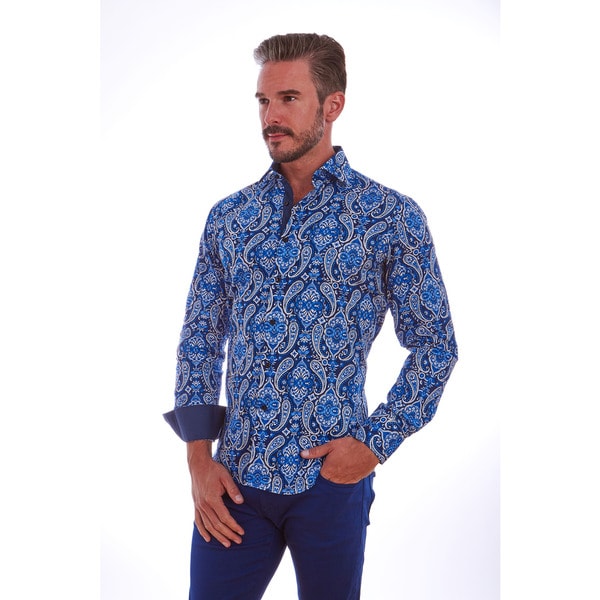 Mens Paisley Button Down Shirt Va Happy