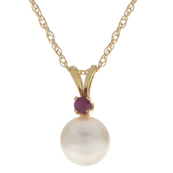 14k Yellow Gold 5 mm Round Ruby Pendant with 18/" Chain
