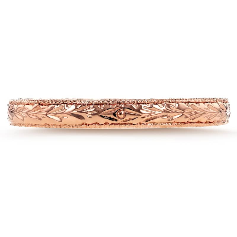 Annello by Kobelli 14k Rose Gold Antique Engravings Womens Wedding Band 2.5 mm