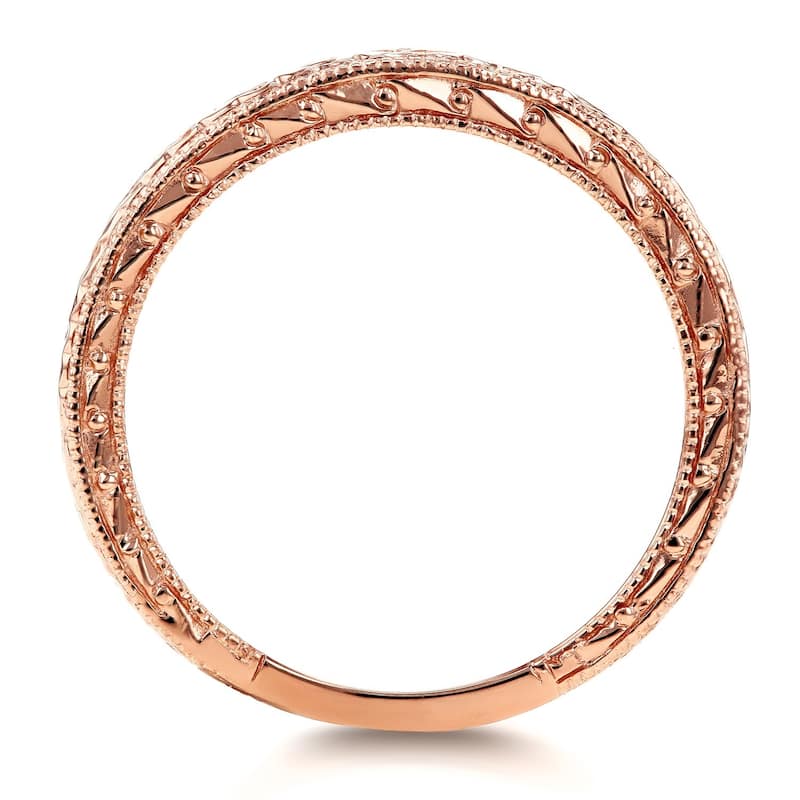 Annello by Kobelli 14k Rose Gold Antique Engravings Womens Wedding Band 2.5 mm
