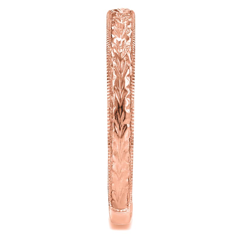 Annello by Kobelli 14k Rose Gold Antique Engravings Womens Wedding Band 2.5 mm