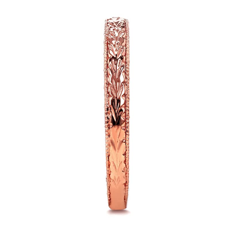 Annello by Kobelli 14k Rose Gold Antique Engravings Womens Wedding Band 2.5 mm