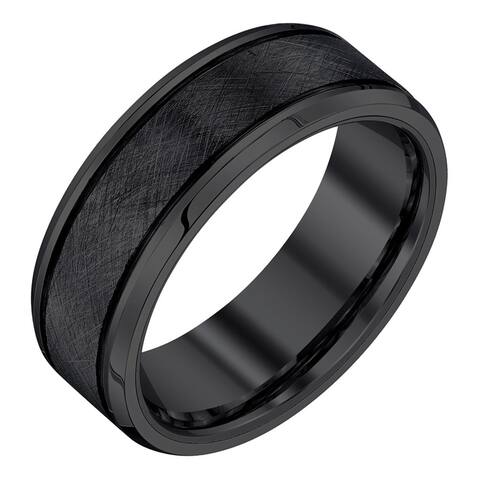 Tungsten Men S Wedding Bands Groom Rings Online At Black Tungsten Men S 8 Mm Textured Band By Ever One