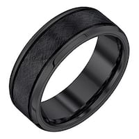 BlackTungsten 8-millimeter Textured Men's Band by Ever One - Black