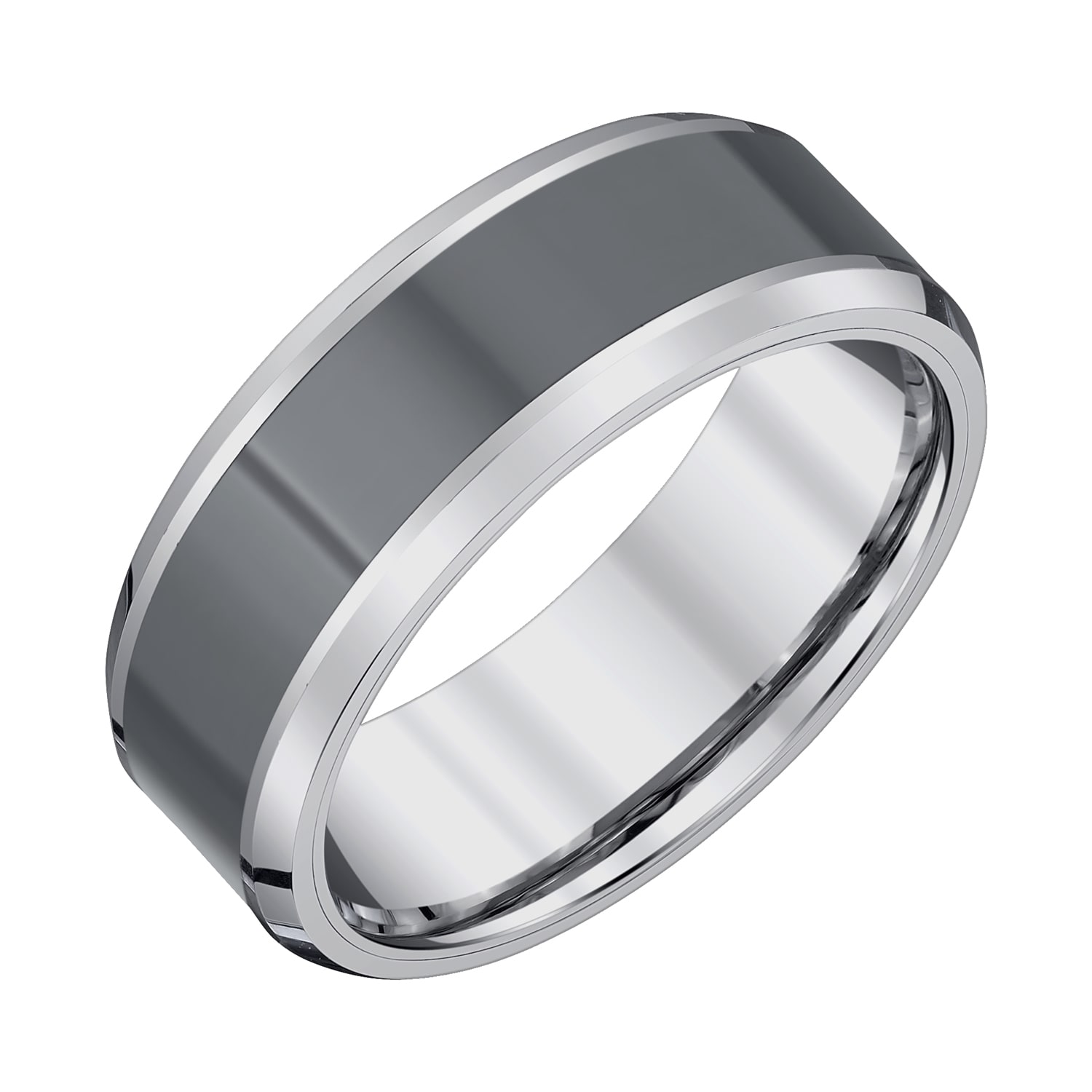 TITANIUM Plain Women/'s Fashion Ring with Black Accent Band NEW in Box size 8