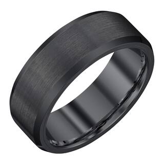 Tungsten Men S Wedding Bands Groom Rings For Less Black Tungsten Carbide Satin 8 Millimeter Men S Band By Ever One More Options