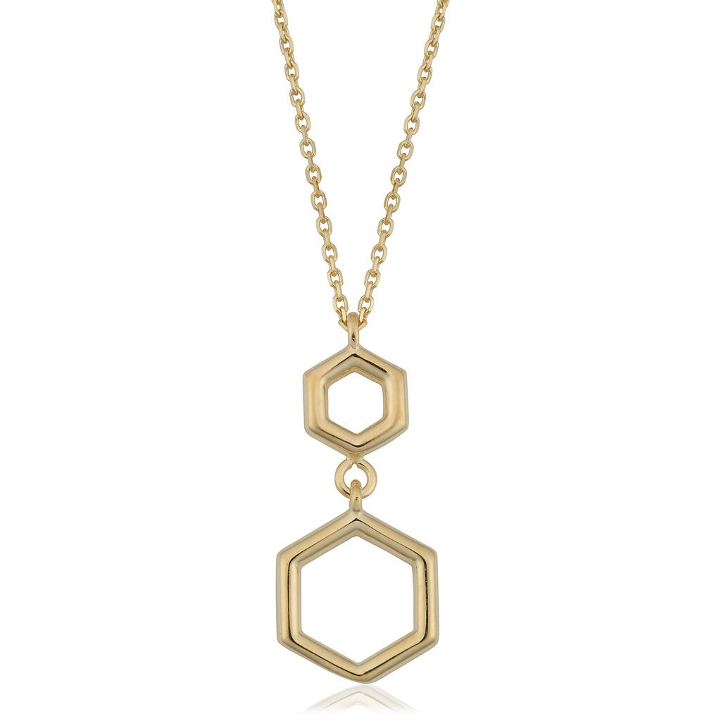 Fremada Italian 10k Yellow Gold Geometric Pendant on Cable Chain Necklace (18 inches)