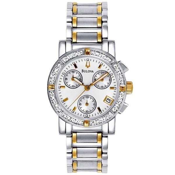 bulova women's two tone diamond watch