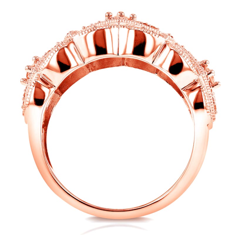 Annello by Kobelli 10k Rose Gold 1/2ct TDW Diamond Antique Filigree Wide Anniversary Ring