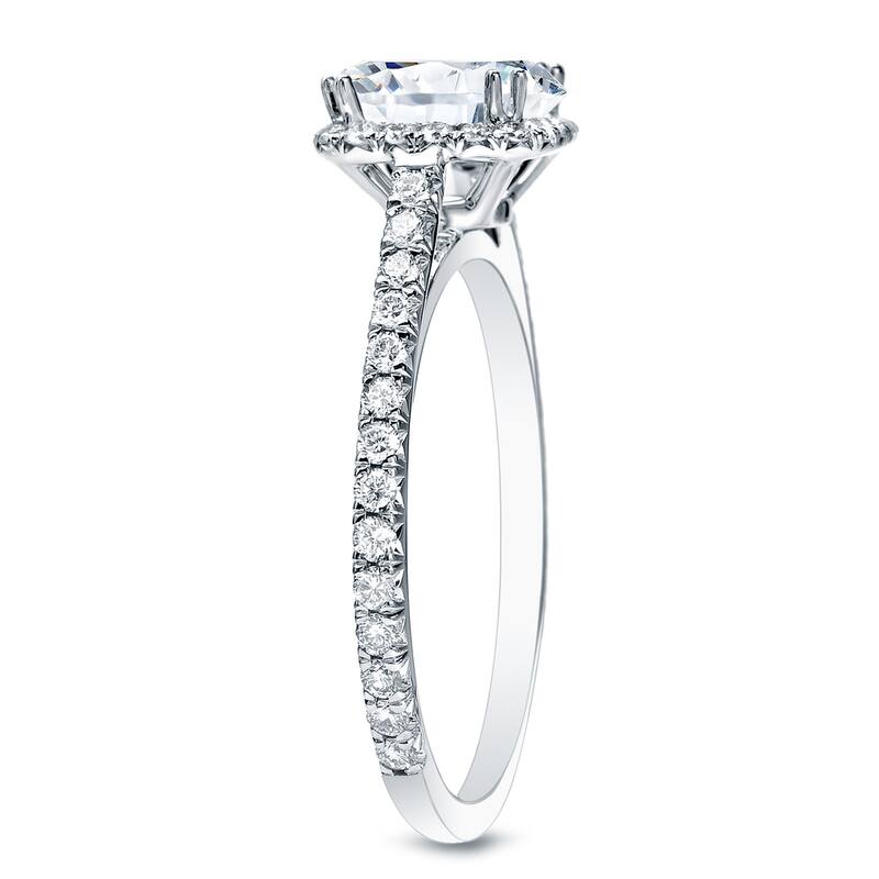 Auriya 14k Gold 1 1/2ctw Asscher-cut Halo Diamond Engagement Ring Certified E-F, VVS1-VVS2
