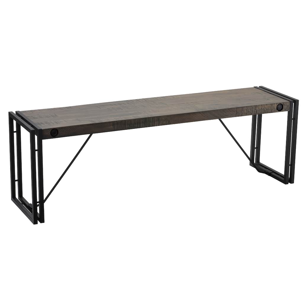 Carbon Loft Edelman Black/Grey Driftwood Bench with Metal Frame