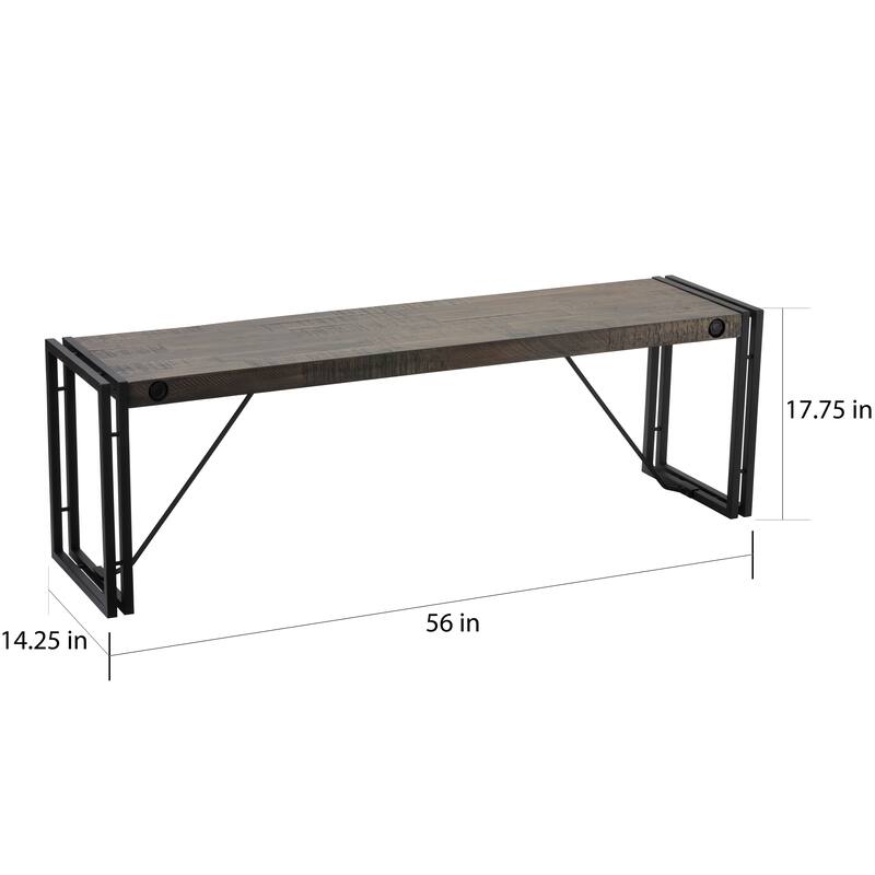 Carbon Loft Edelman Black/Grey Driftwood Bench with Metal Frame
